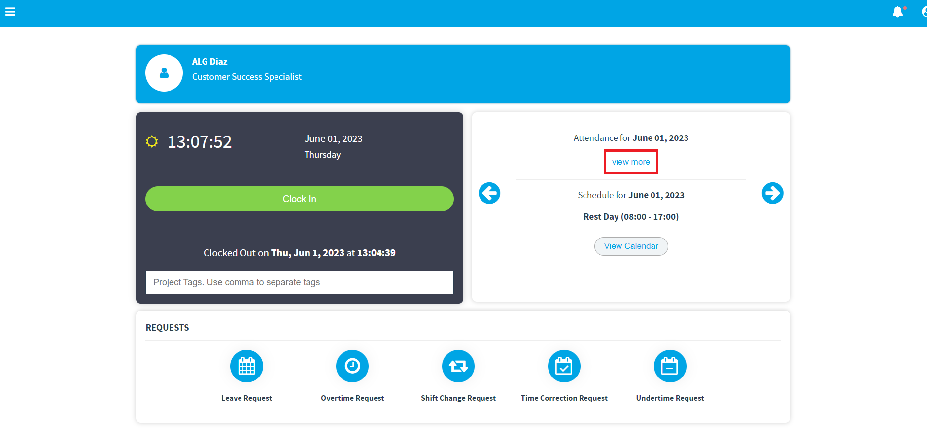 View Time Records via ESS Dashboard