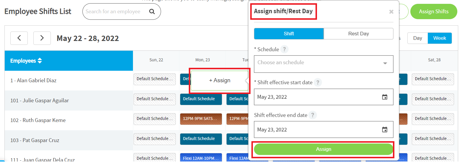 what is assign shift